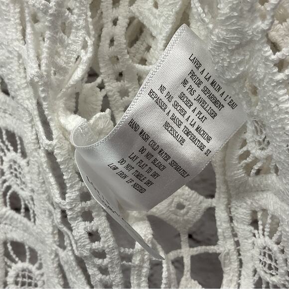 Tribal Jeans Crochet Cardigan Women's S/M White Open Front Boho Fringe Beachy - Picture 9 of 10